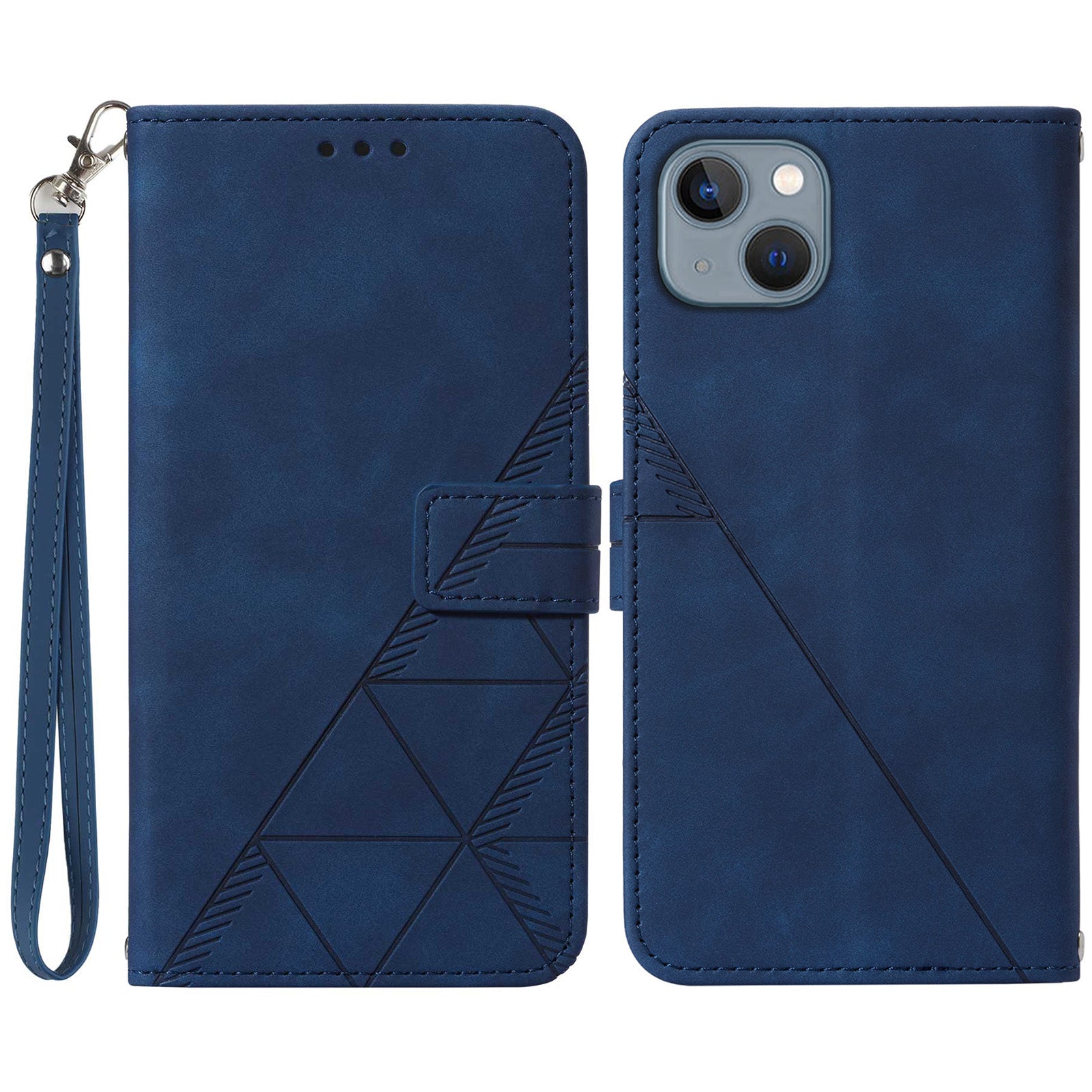 YB Imprinting Series-1 for iPhone 15 Plus Leather Wallet Stand Phone Case Imprinted Shell with Hand Strap YB Imprinting Series-1 for iPhone 15 Plus Leather Wallet Stand Phone Case Imprinted Shell with Hand Strap